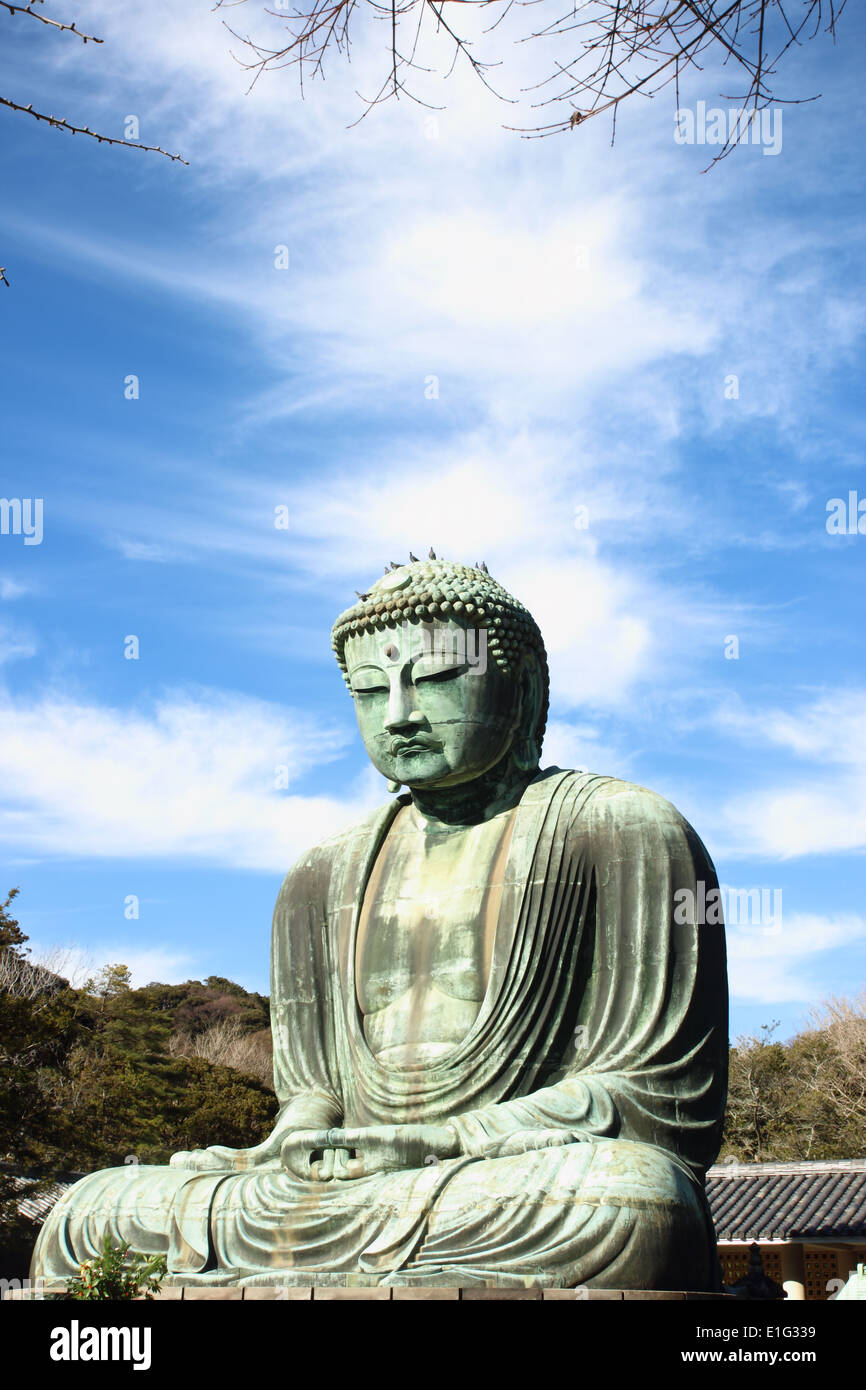 große Buddha (Daibutsu) Skulptur der Stadt Kamakura. Stockfoto