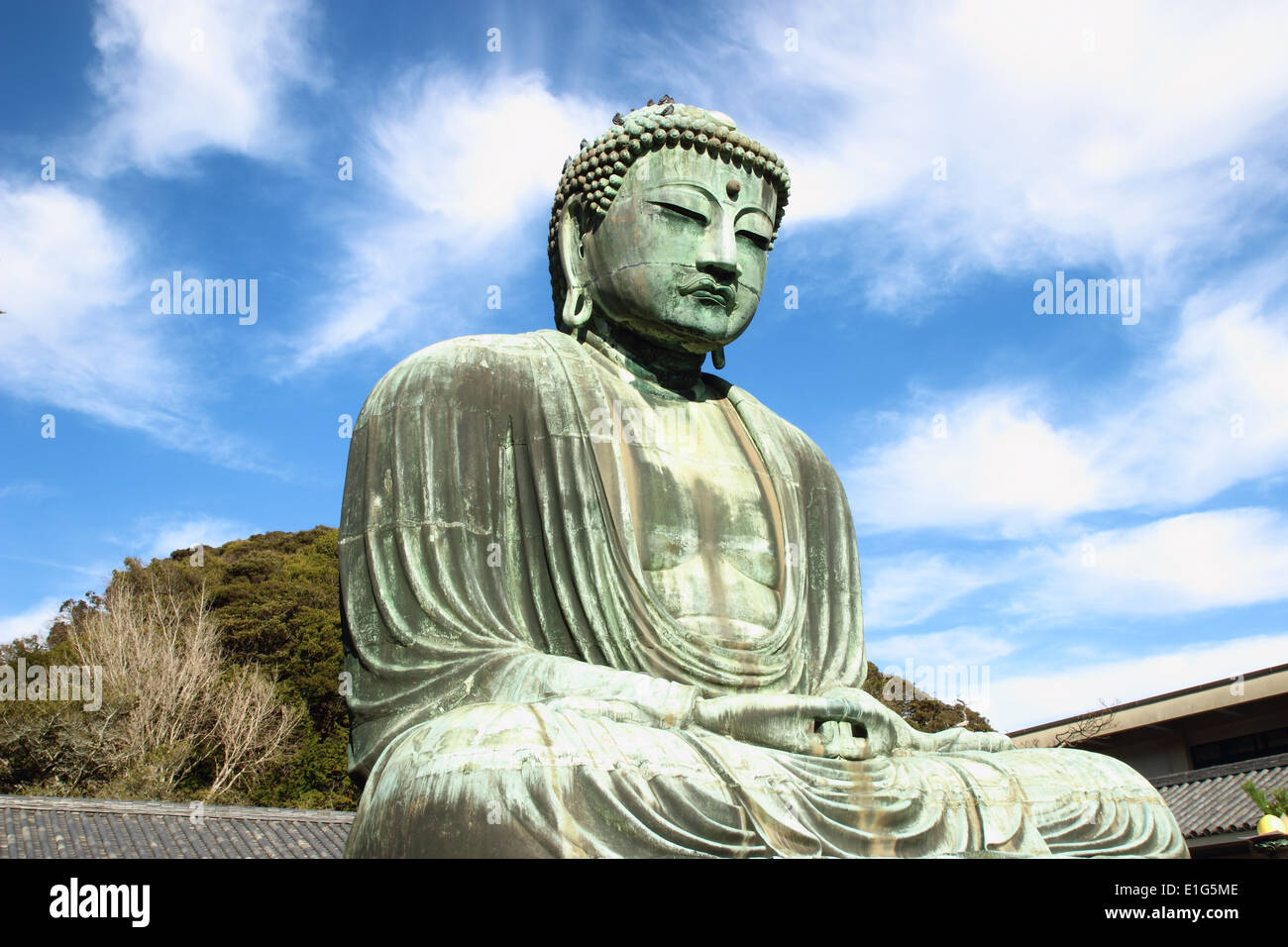große Buddha (Daibutsu) Skulptur der Stadt Kamakura Stockfoto
