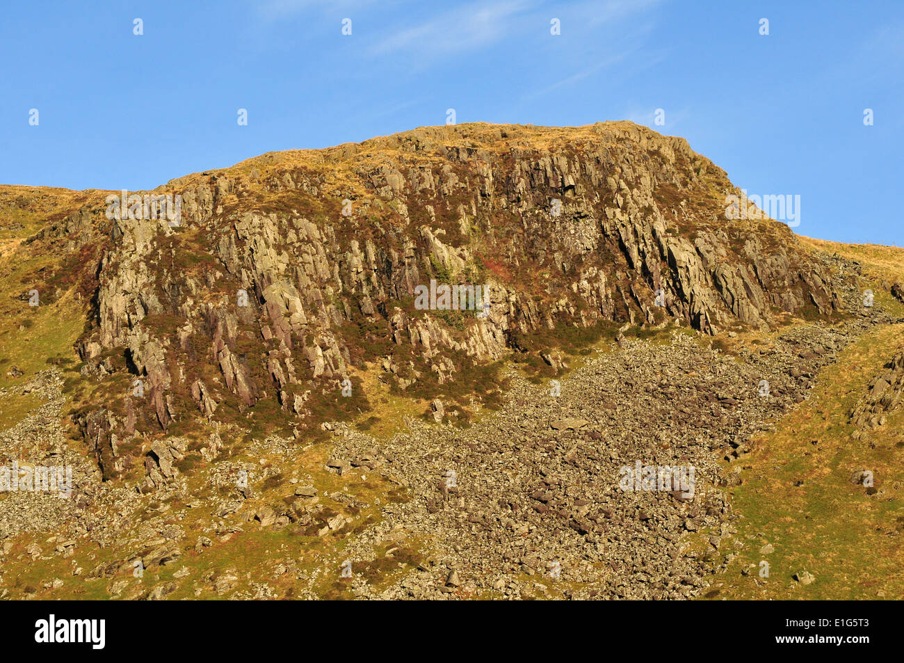 Die Süd-Ost-Grat des Cader/Cadair Idris in der Februar-Morgensonne. Stockfoto