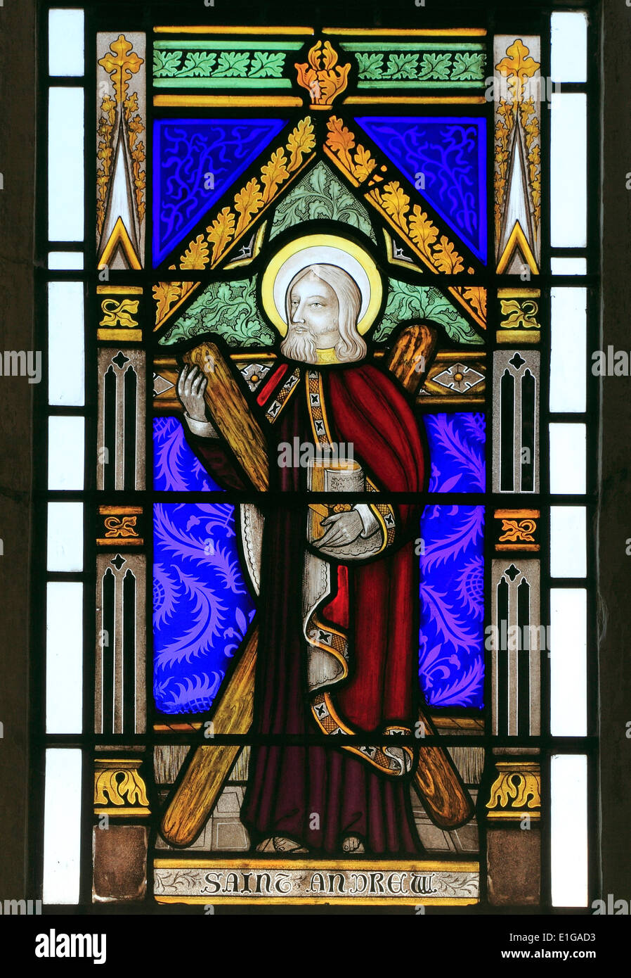 St. Andrew, Buntglasfenster von Joseph Grant von Costessey, 1856, Sankt Wighton, Norfolk, England UK Heiligen Windows Victorian Stockfoto