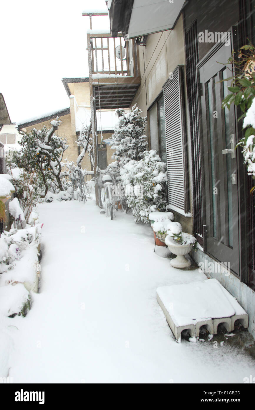 Japan - Feb08: Die schwersten Schnee in Jahrzehnten in Tokio und anderen Bereichen von Japan, am 8. Februar 2014 in Japan Stockfoto