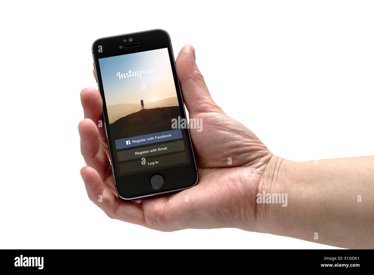 Instagram-app auf einem Iphone 5 Bildschirm Stockfoto