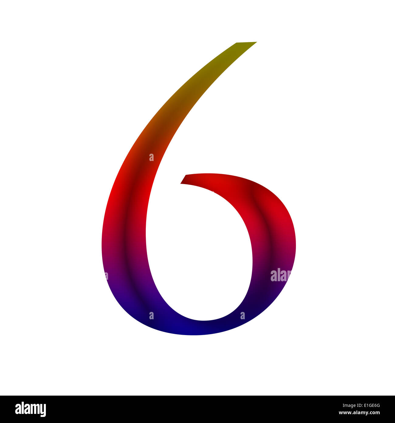 Nummer sechs, hergestellt aus Regenbogen Farbe 6 Stockfoto