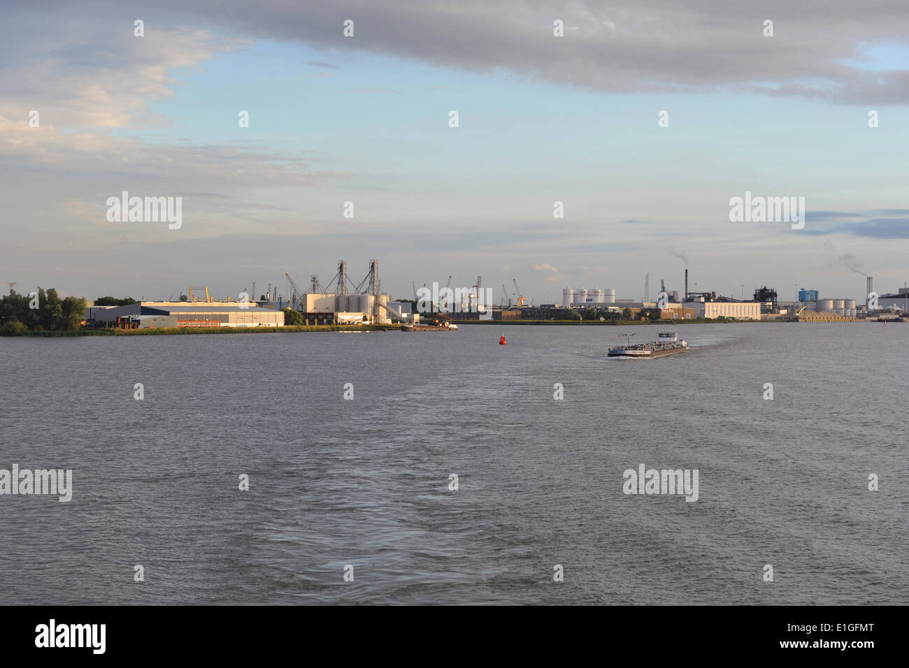 Binnenschiff auf Hollands Diep und Hafen von Moerdijk, 20. Juli 2012 Stockfoto