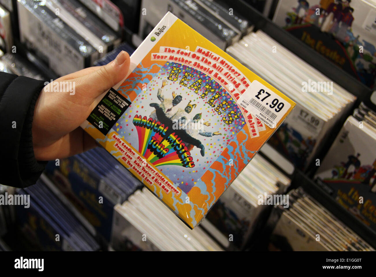 London: Beatles-Alben auf HMV speichern, 2014/01/10 Stockfoto