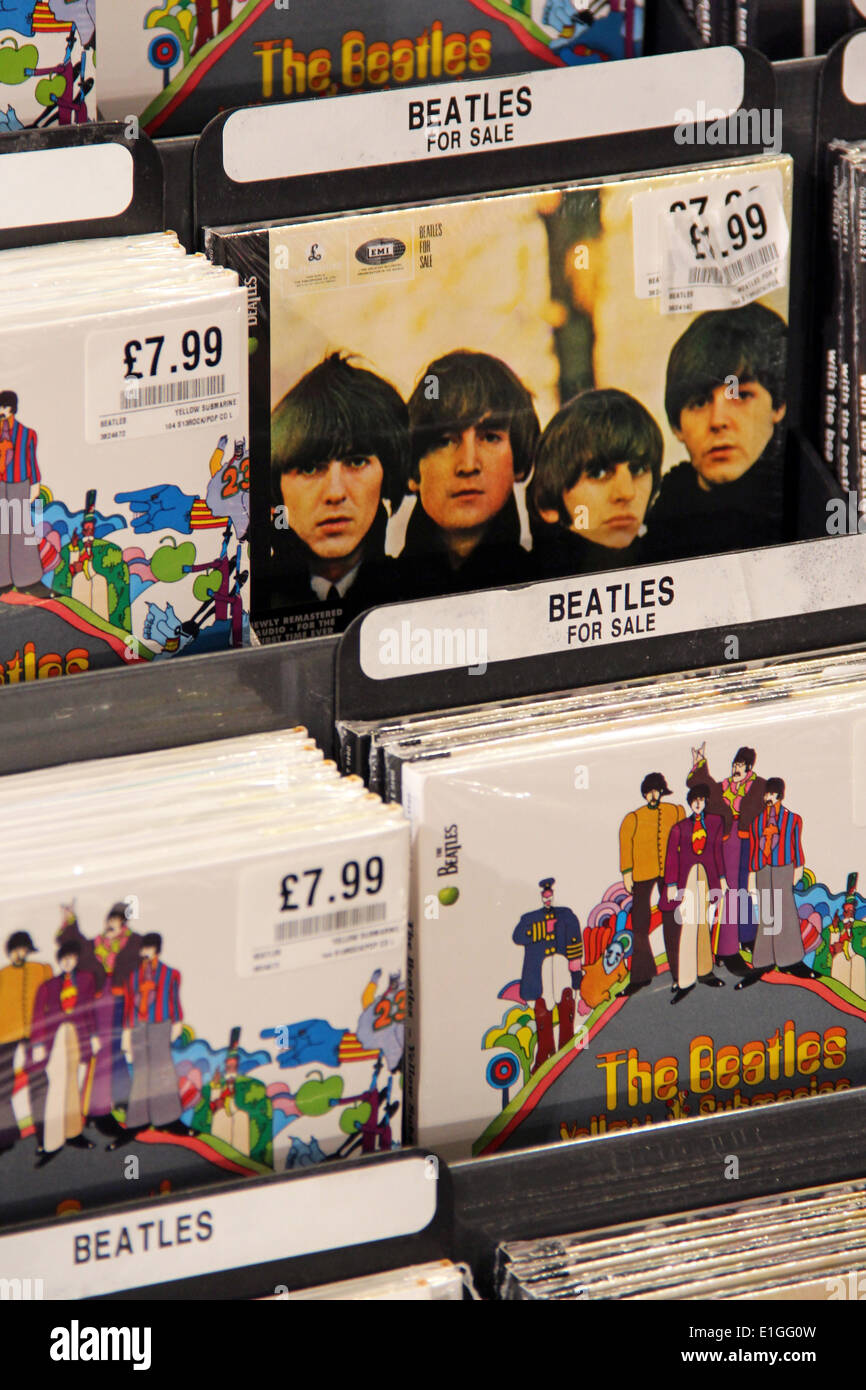 London: Beatles-Alben auf HMV speichern, 2014/01/10 Stockfoto