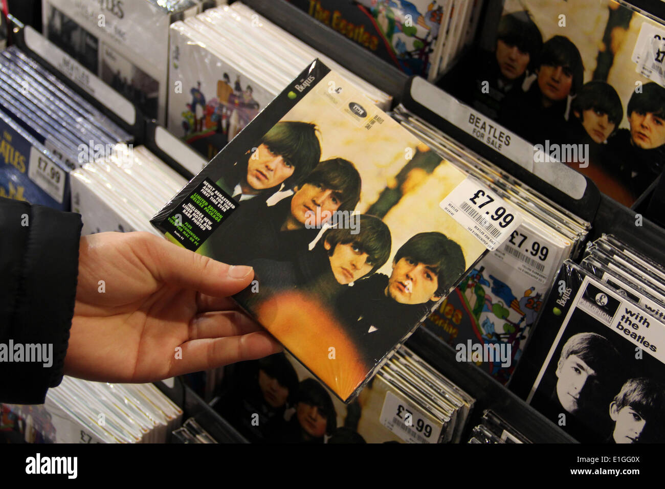 London: Beatles-Alben auf HMV speichern, 2014/01/10 Stockfoto