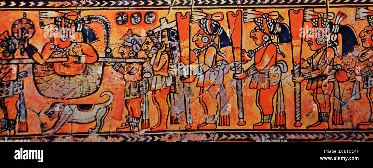 Die stattlichen Fortschritt eines wichtigen Kaufmann, mit einem Ventilator, seinen Ausweis von Office, ist Gegenstand einer Vase - Malerei von Ratinlinxul. 12. Jahrhundert Stockfoto