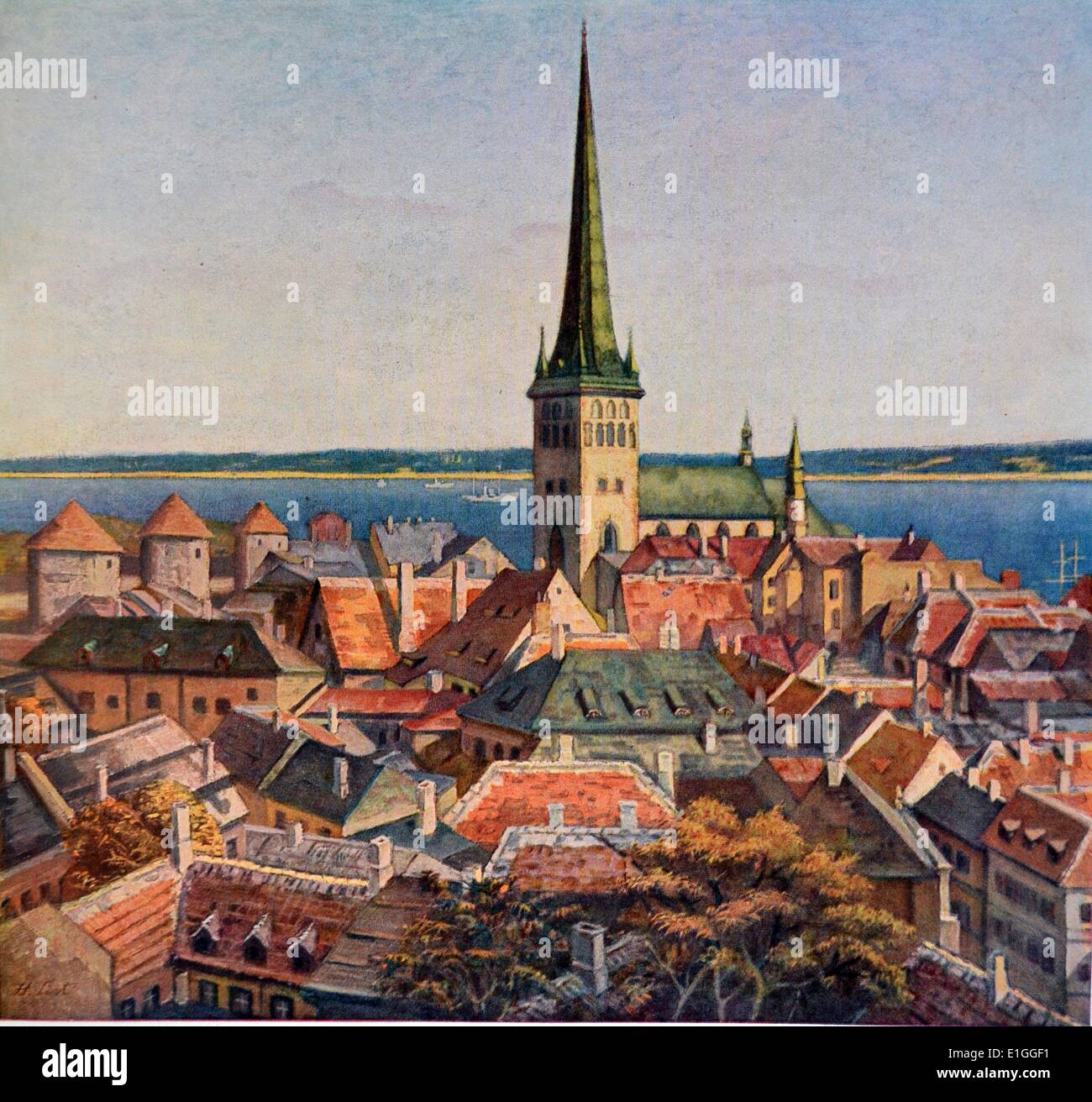 Reval" durch Hans List. Tallinn, die Hauptstadt von Estland. Die Stadt wurde als Reval während der Einmarsch der Nazis in Estland von 1941 bis 1944 bekannt. In 'Die Kunst im Deutschen Reich" (Kunst im Deutschen Reich Veröffentlicht) wurde im Januar 1937 von Gauleiter Adolf Wagnerand später unter der Leitung von Adolf Hitler selbst veröffentlicht. Stockfoto