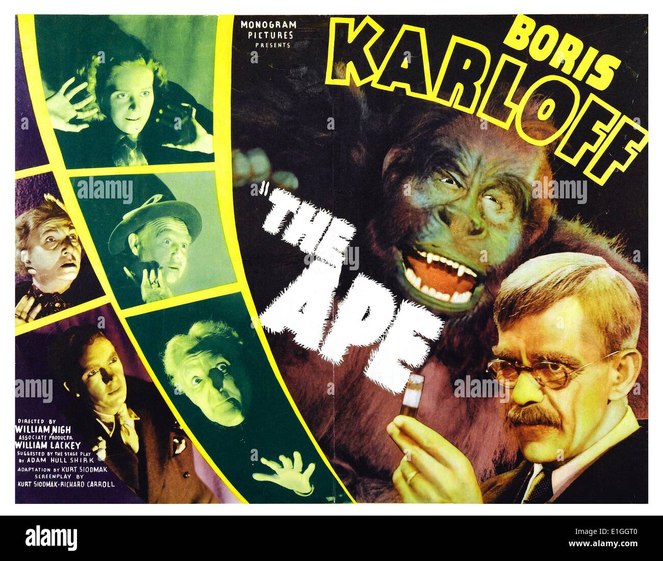 Der Affe starring Boris Karloff wurde 1940 vorgenommen. Stockfoto