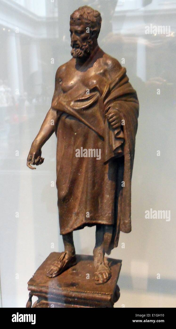 Bronzestatuette eines Philosophen auf der Lampe stehen. Roman, späten 1 Jahrhundert v. Chr. Anpassung an eine griechische Statue aus dem 3. Jahrhundert v. Chr. Stockfoto