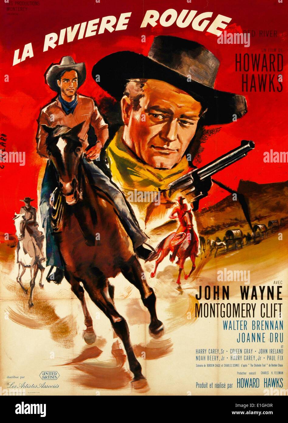 Red River ein 1948 Western Film mit John Wayne und Montgomery Clift. Stockfoto