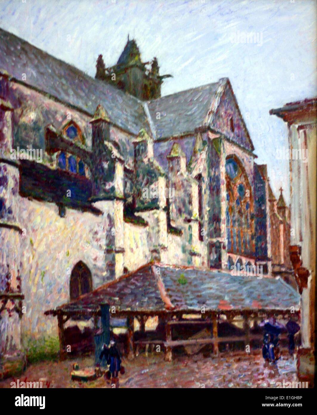 Die Kirche von Moret im Regen, 1984 von Alfred Sisley (1839 – 1899), Öl auf Leinwand. Stockfoto