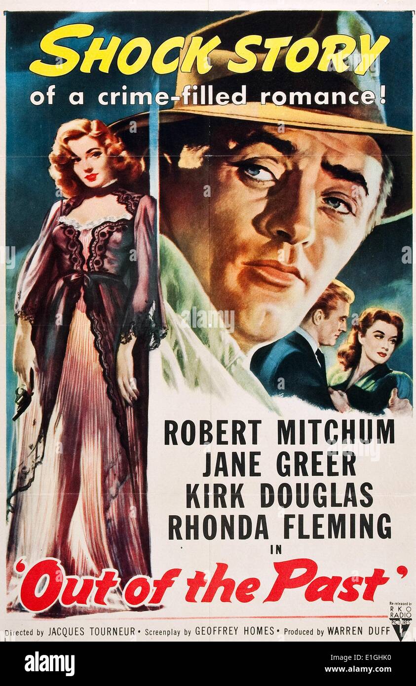 Aus der Vergangenheit heraus ein 1947 Film noir mit Robert Mitchum, Jane Greer, Kirk Douglas und Rhonda Fleming. Stockfoto