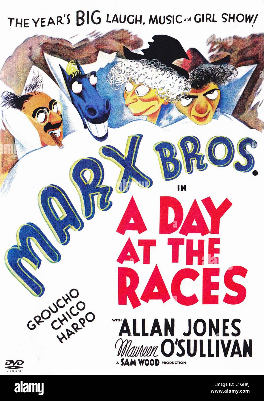 Ein Tag bei den Rennen 1937 ist der siebte Film mit den drei Marx Brothers. Stockfoto