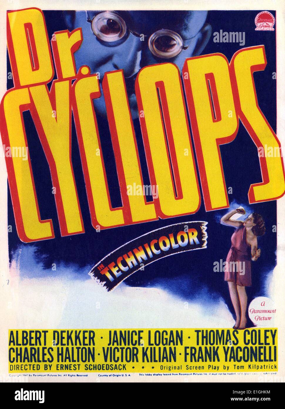 Dr. Cyclops 1940 amerikanischen Science fiction Horror Film mit Thomas Köhler. Stockfoto