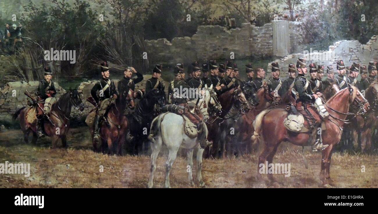 Die Schlacht von Rezonville malte der Künstler Detaille und DeNeuville im Jahre 1883. Stockfoto