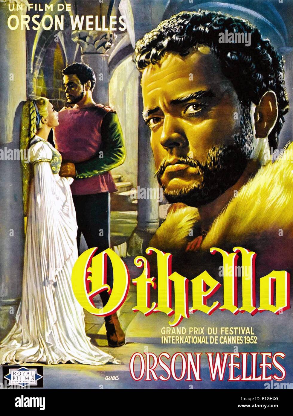 Othello ist ein 1952 Drama Film auf die Shakespeare spielen, gebildet durch Quecksilber Productions Inc. und Les Films Marceau und von United Artists verteilt als in den Vereinigten Staaten im Jahr 1955 freigegeben werden. Es war gerichtet und von Orson Welles, der auch die Hauptrolle spielte produziert Stockfoto