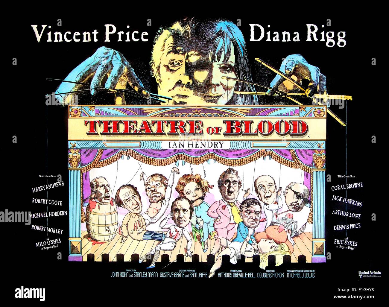 Theater von Blut in den Hauptrollen Jan Hendry ein Horror Film 1973 mit Vincent Price. Stockfoto