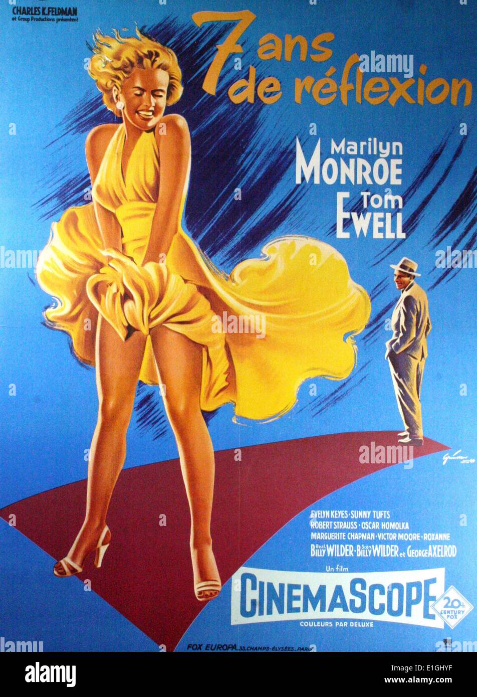 Das verflixte siebte Jahr eine romantische Komödie 1955 Film mit Marilyn Monroe und Tom Ewell. Stockfoto