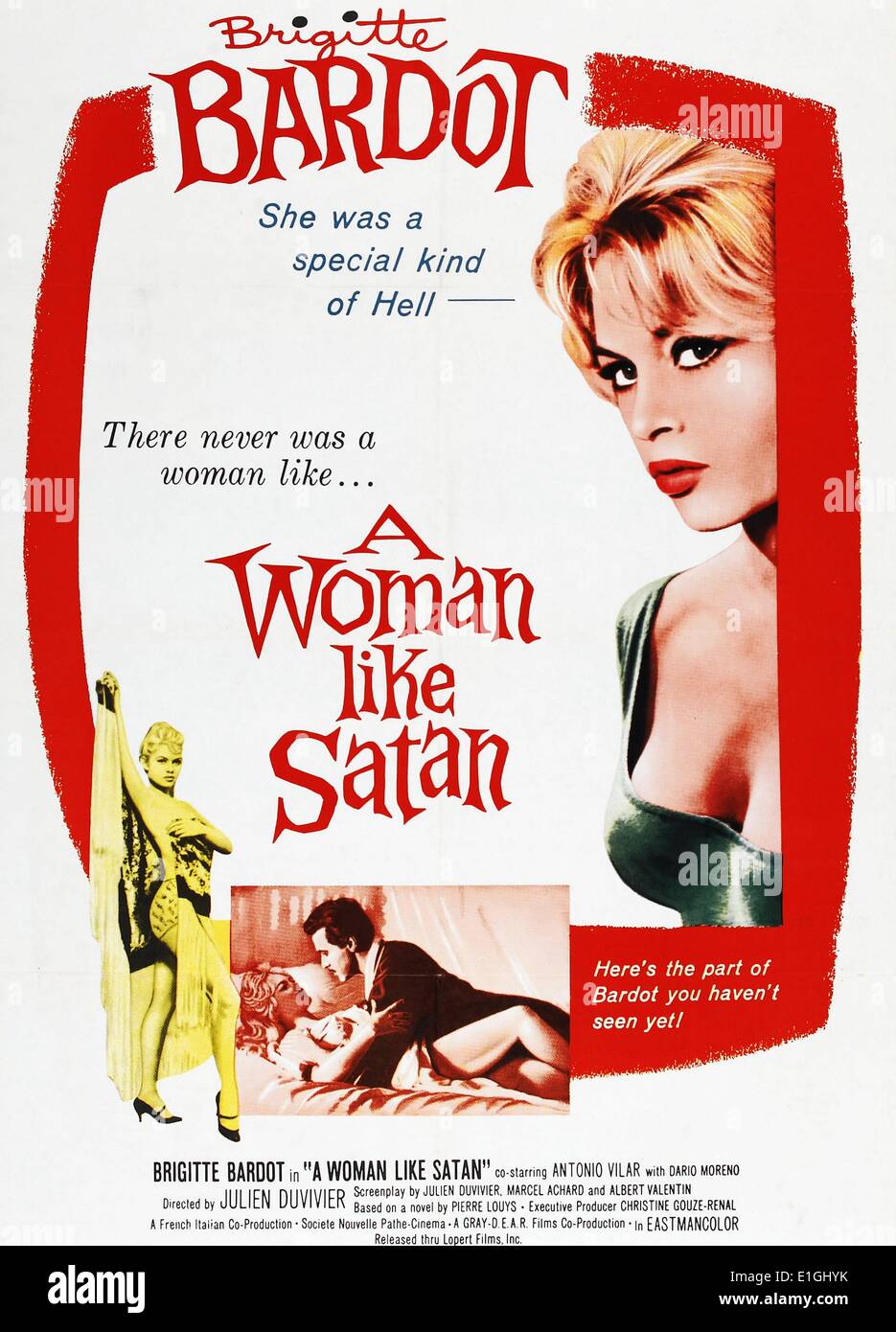 Ein Weib wie der Satan ein 1959 Französisch/Italienisch Film mit Brigitte Bardot. Stockfoto