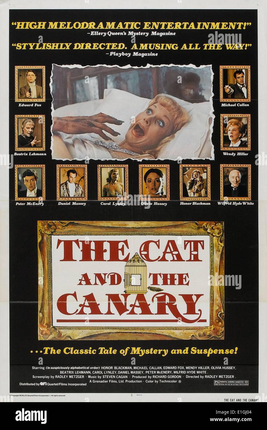 Die Katze und der Kanarienvogel eine 1927 amerikanische silent Horror Film starrng Laura La Plante. Stockfoto