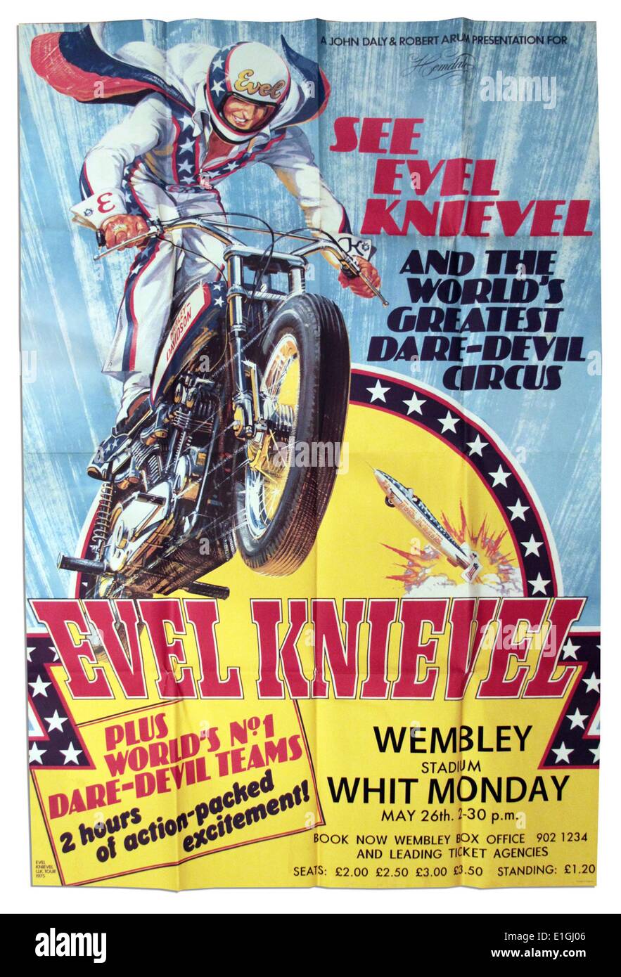 Evel Knievel eine 1971 Daredevil motion picture starring George Hamilton. Stockfoto