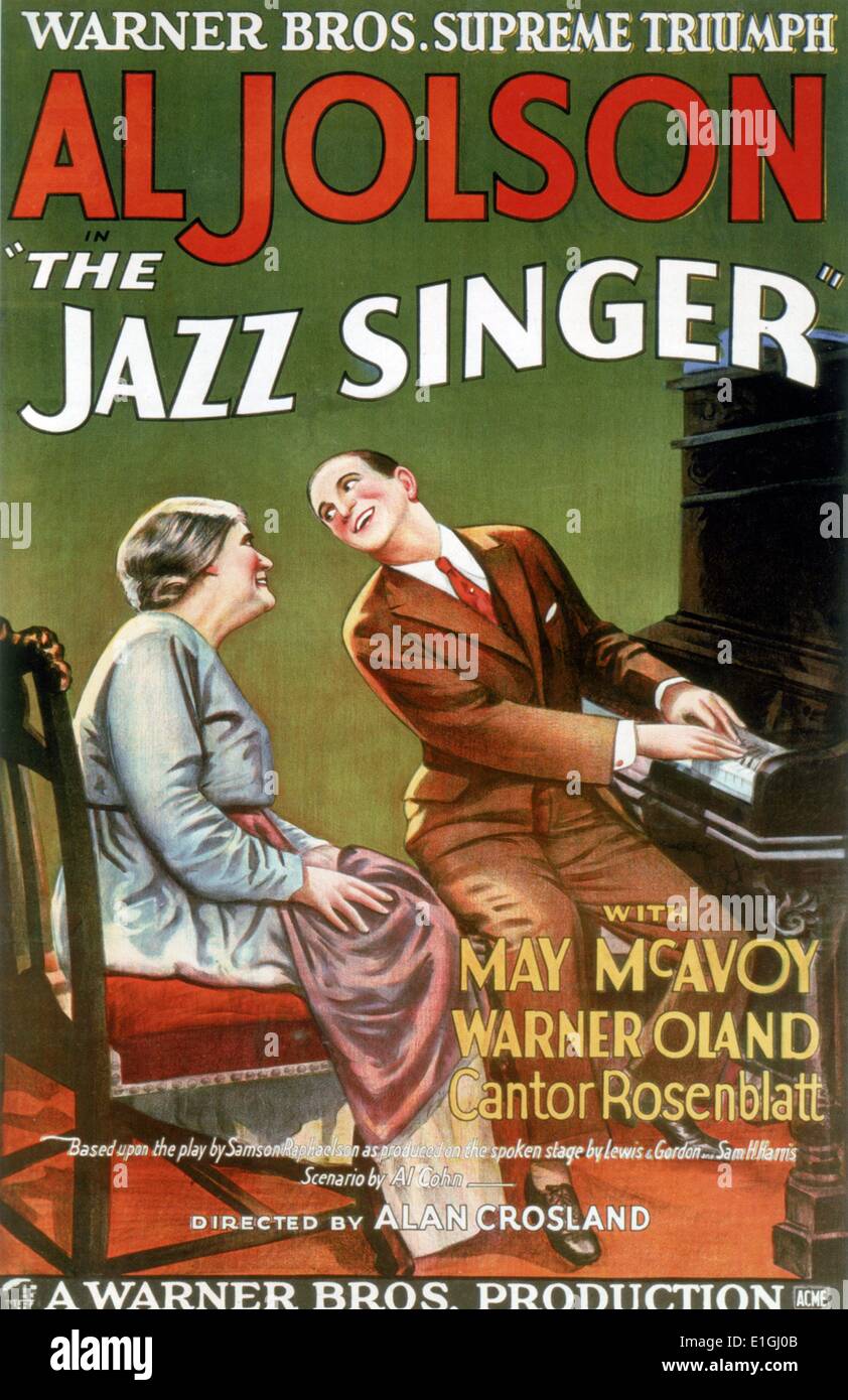 Al Jolson "die Jazz-Sängerin mit Mary McAvoy ein 1927 US-amerikanischer Musikfilm. Stockfoto