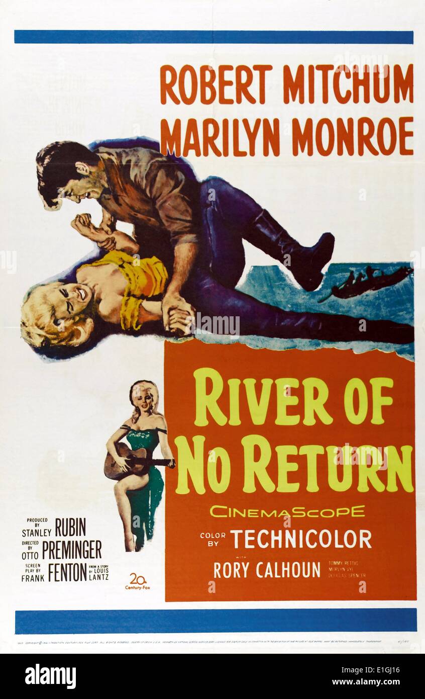 Fluss ohne Wiederkehr ein 1954 amerikanischen Western Film mit Robert Mitchum und Marilyn Monroe. Stockfoto