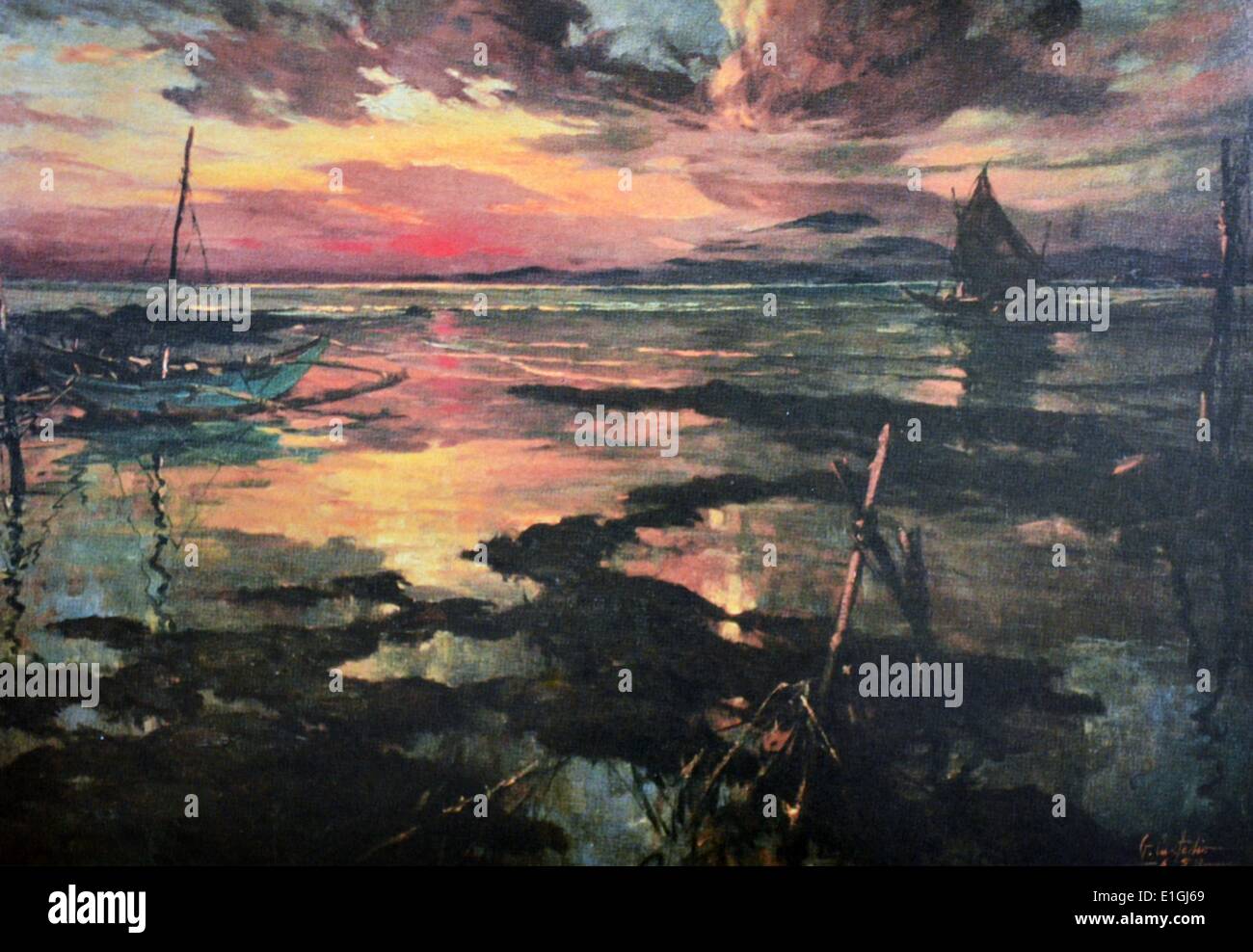 Gabriel Velasco Custodio, Seascape, 1960, Öl auf Leinwand. Stockfoto
