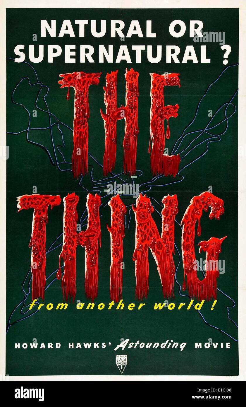 Die Sache ist eine amerikanische Science-Fiction-Horrorfilm 1982 Hauptdarsteller Kurt Russell. Stockfoto