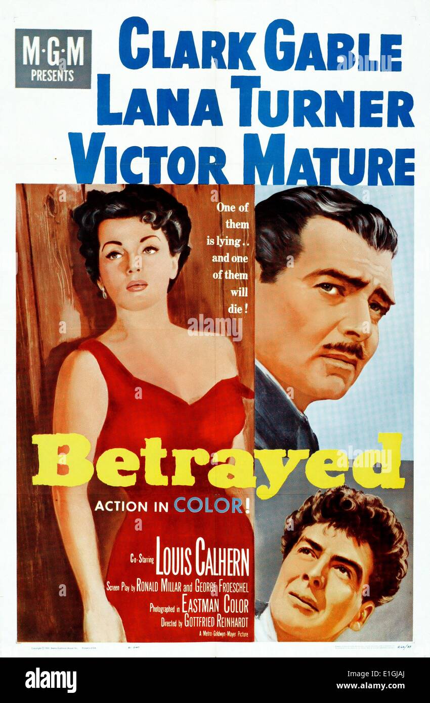 Verraten wurde ein 1954 Krieg drama Film mit Clark Gable, Lana Turner und Victor Reifen. Stockfoto