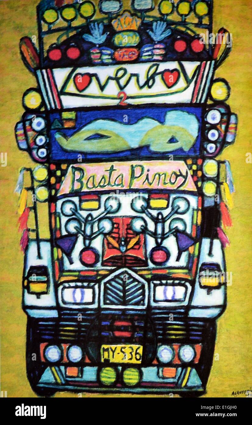 Antonio Austria, Jeepney, 1992, Öl auf Leinwand Stockfoto