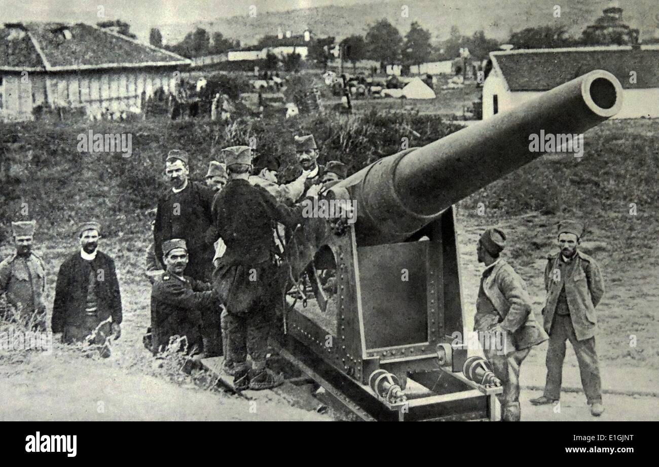 Serbische Artillerie im ersten Weltkrieg Stockfoto