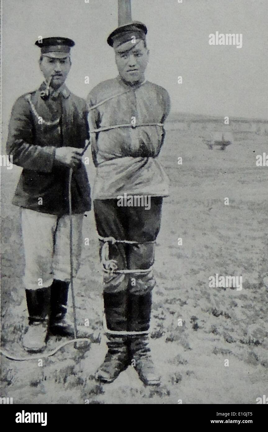 Russischer Soldat bereit für die Ausführung nach Fahnenflucht im ersten Weltkrieg Stockfoto