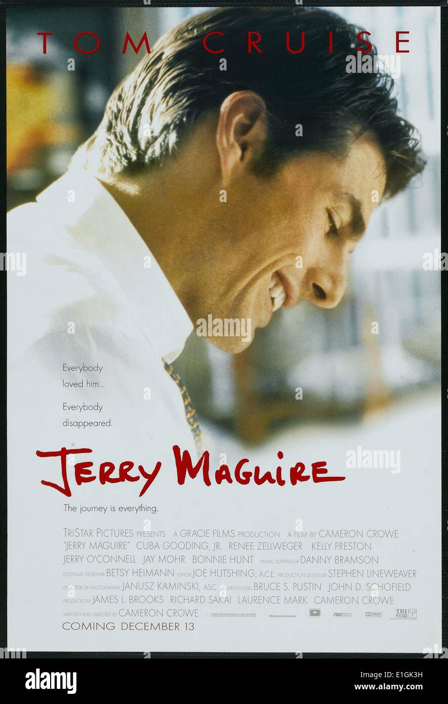 Jerry Maguire eine 1996 amerikanische romantische Komödie - Drama Tom Cruise in der Hauptrolle und Cuba Gooding Jr. Stockfoto