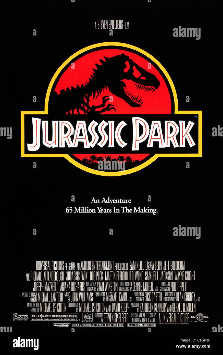 Jurrasic Park eine amerikanische Science-Fiction-Abenteuer Film 1993 starring Sam Neill, Laura Dern, Jeff Goldblum und Richard Attenborough. Stockfoto