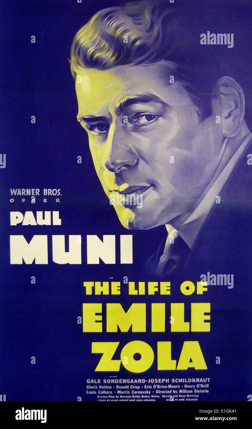 Das Leben des Emile Zola, 1937 Amerikanische biografischen Film über die französische Autorin, gespielt von Paul Muni. Stockfoto