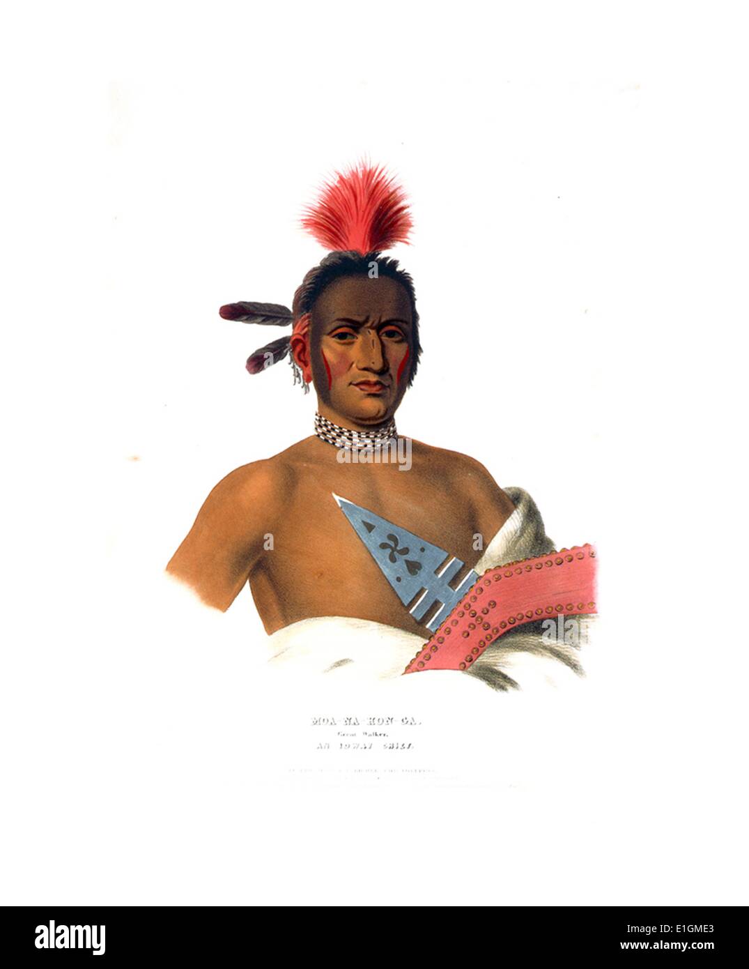 Druck zeigt Se-Quo-Yah, halblangen Porträt, sitzend, nach rechts, mit Cherokee-Alphabet. Stockfoto