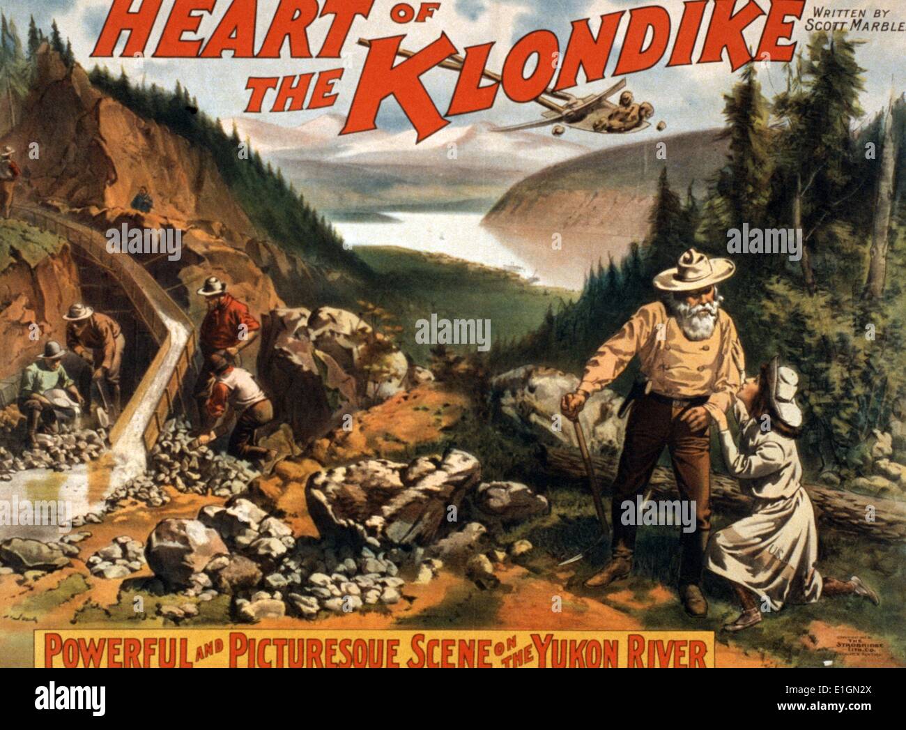 Farbe Poster Werbung das Spiel 'Herz des Klondike". Von Scott Marmor (1847-1919), schrieb auch "Der große Zug Raub' geschrieben. Stockfoto