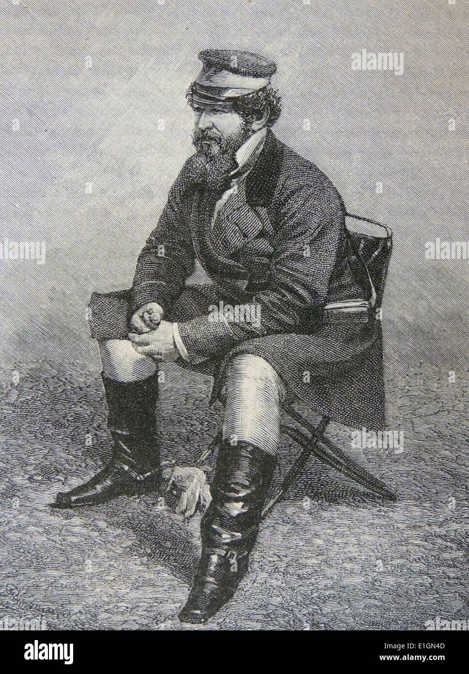 William Howard Russel (1821-1907) Britische corerespondent für '' Die Zeiten'' in London während des Russisch-türkischen Krieg (Krim). Gravur nach Foto von Roger Fenton. Stockfoto