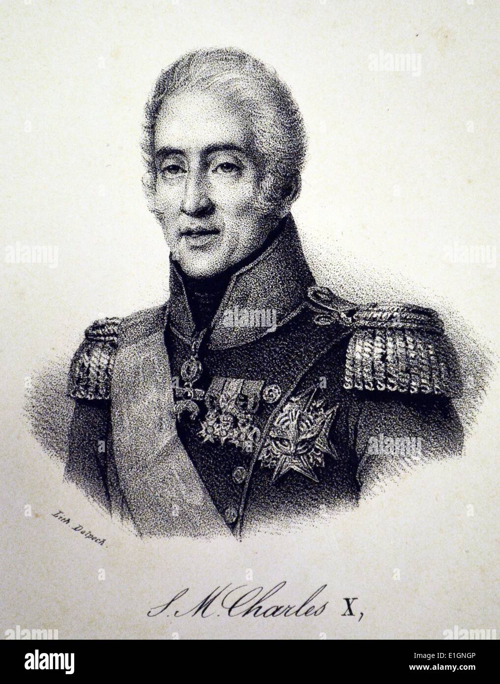 Charles X von Frankreich (1757-1836), König von Frankreich von 1824 bis zu seiner Abdankung in der Juli Revolution von 1830. Lithographie, Paris, c 1840. Stockfoto