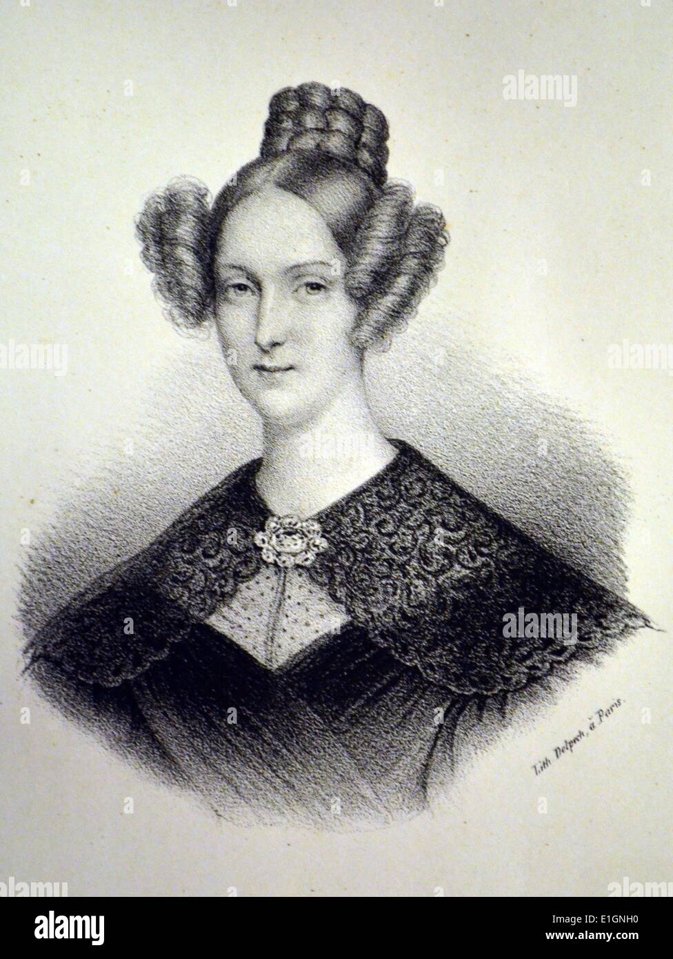 Louise Marie Therese von Orleans (1812 – 1850) Queen Consort der Belgier 1832-1850.  Lithographie, Paris, c1840. Stockfoto
