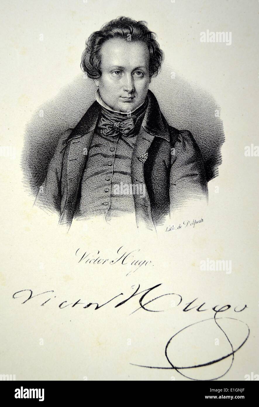 Victor Hugo (1802-1885) französische Novelis, Dramatiker und Dichter. Lithographie, Paris, c1840. Stockfoto