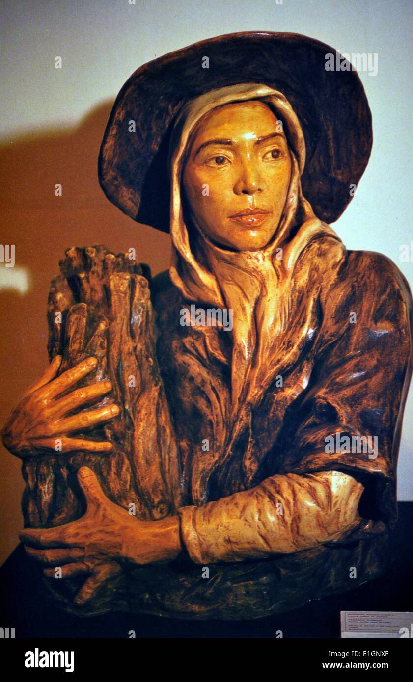 Julie Lluch Dalena, Bauernmädchen, 1990. Terrakotta. Stockfoto