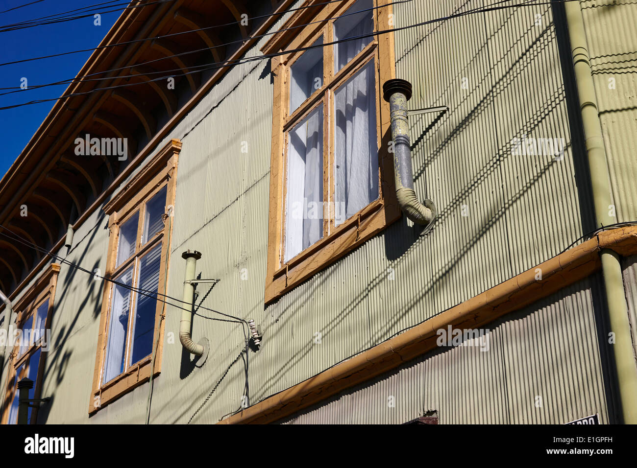 Wellblech Altbau typischen Bau Architektur Punta Arenas Chile Stockfoto