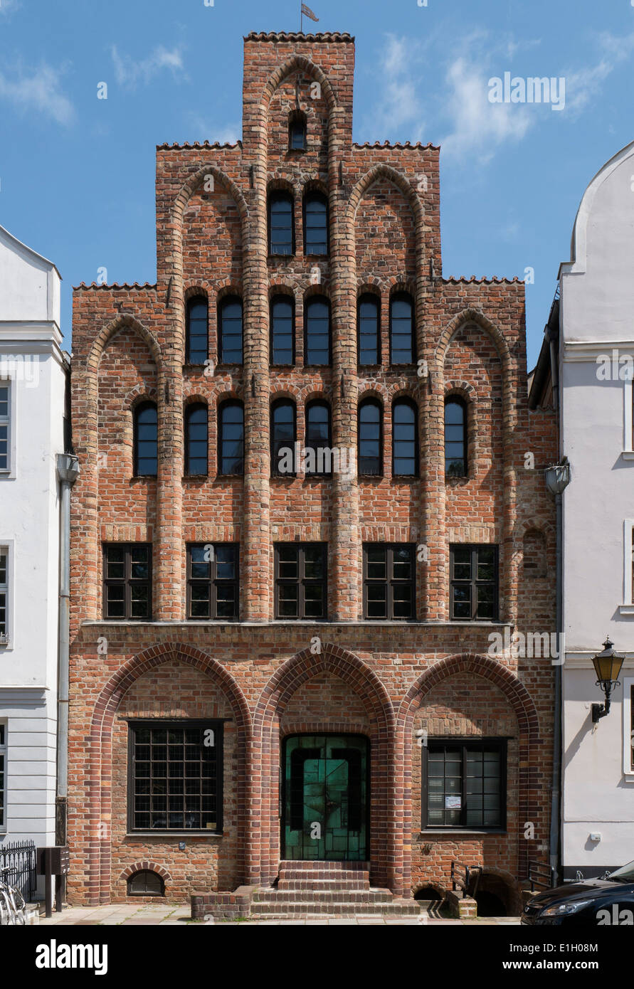 Gotisches Haus Fertighaus erbaut 1490 in Rostock, Mecklenburg-Vorpommern, Deutschland Stockfoto