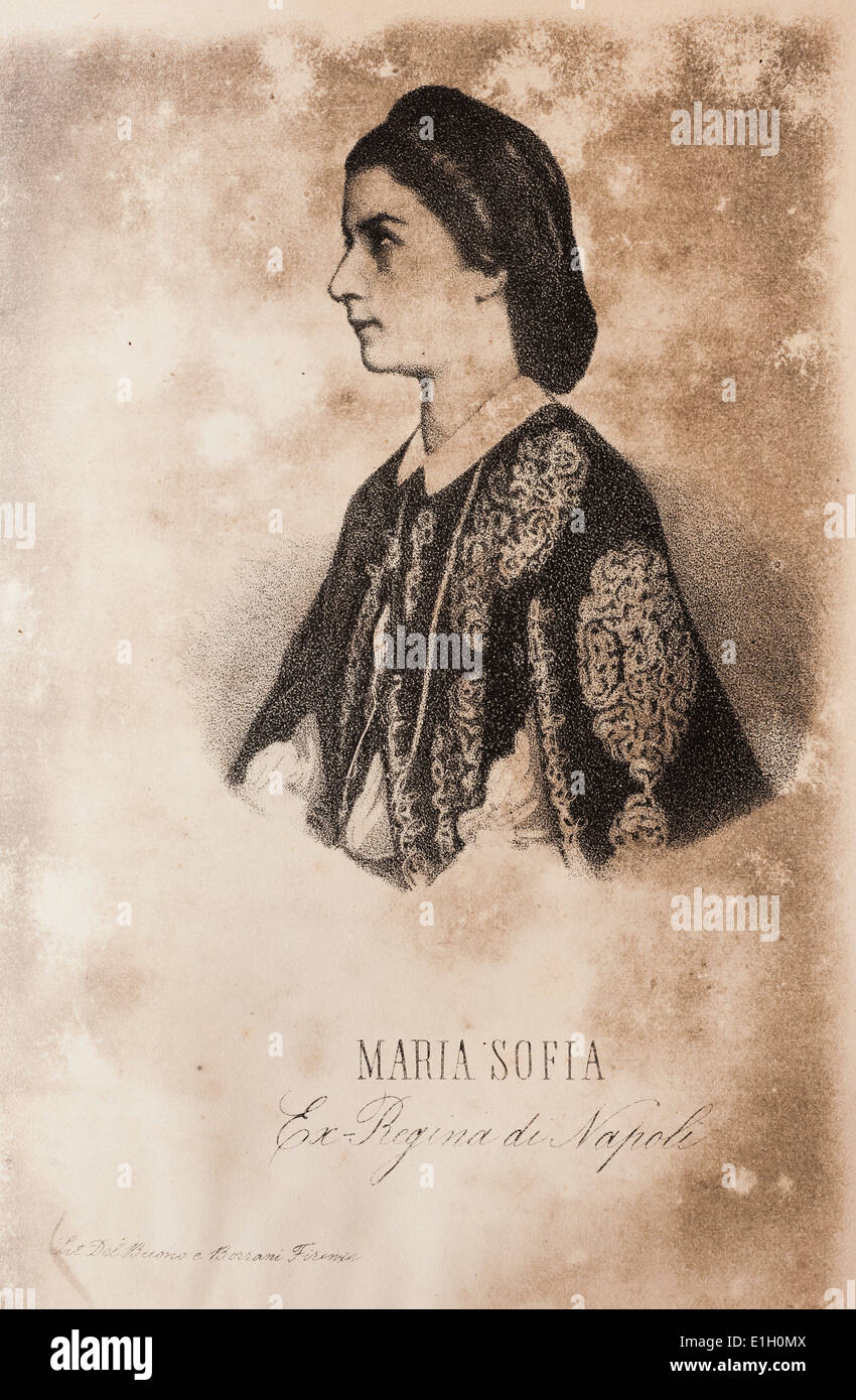 Maria Sofia von Bourbon in einer Auflage von 1862 Stockfoto