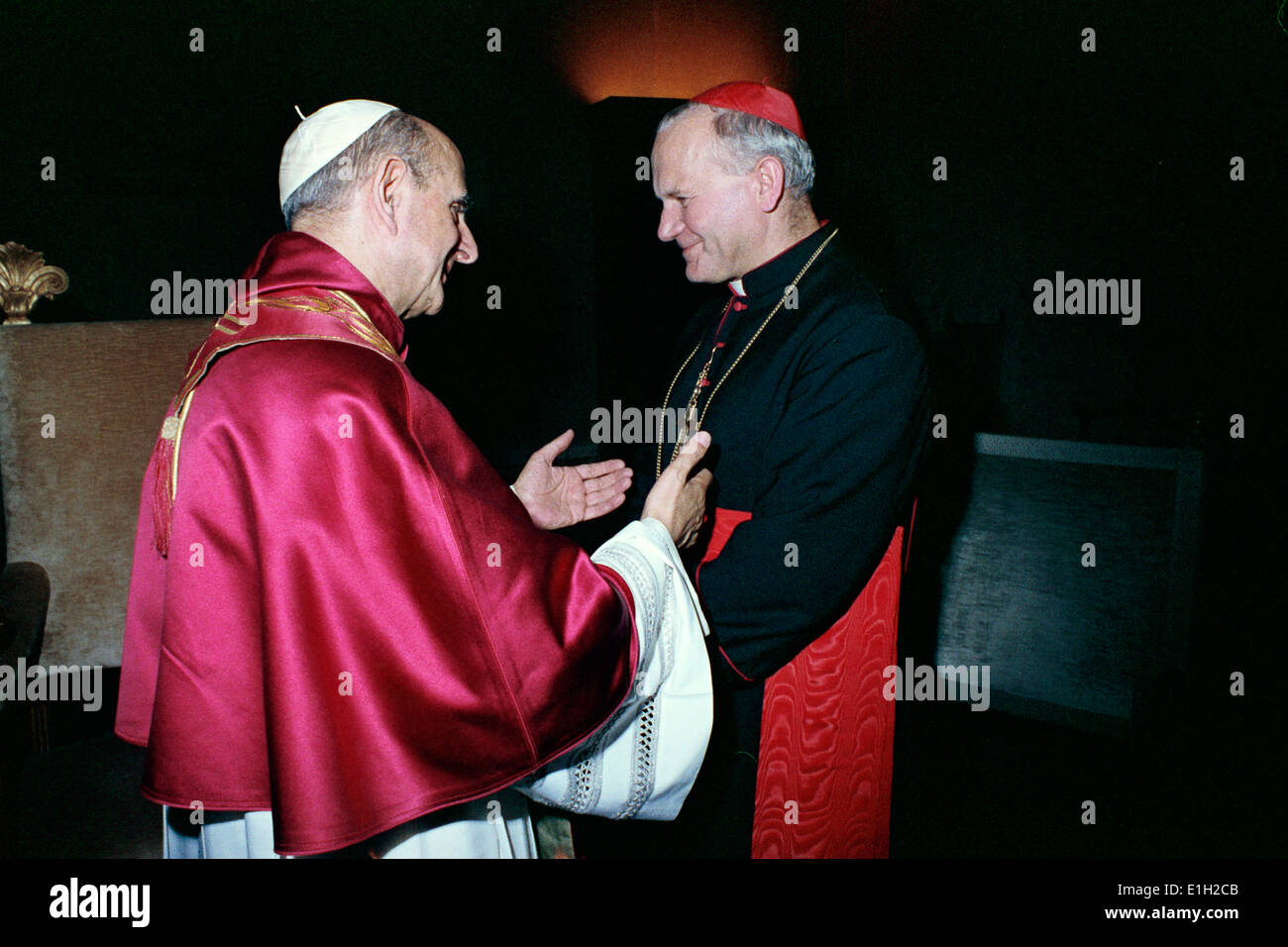 Papa Paolo VI und der Kardinal Wojtyla Stockfoto