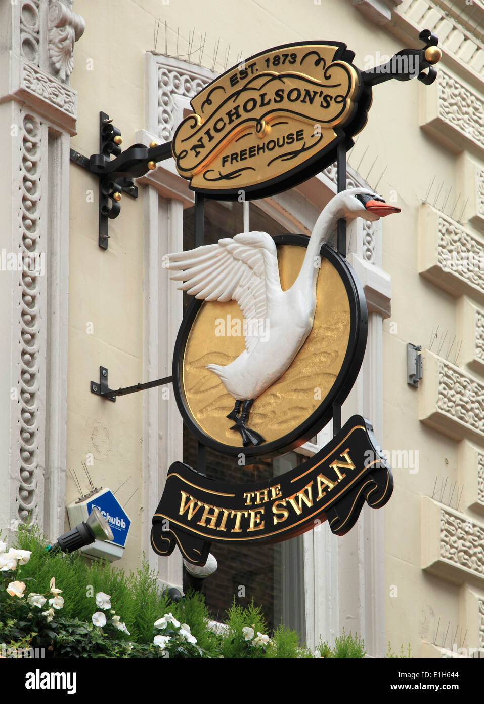 Großbritannien, England, London, The White Swan, Pub-Zeichen, Stockfoto